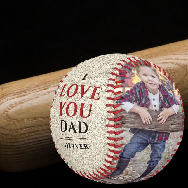 Rustic Love You Dad Father`s Day 2 Photo Collage Baseball (Creator Uploaded)