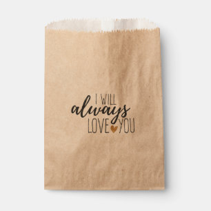 Rustic Love You Quote Wedding Bridal Shower Favor Bag