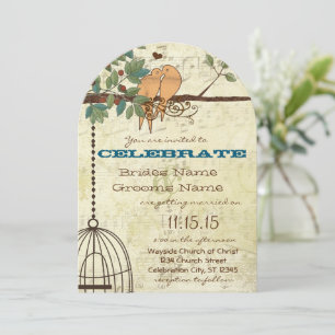 Rustic Lovebirds Sitting In A Tree Wedding Invitation