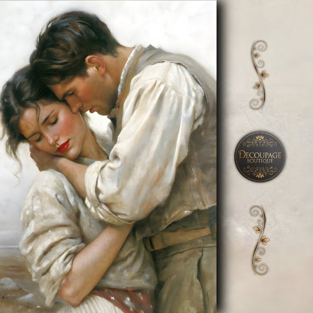 Rustic Lovers Tender Embrace Decoupage Tissue Paper (Rustic Lovers Tender Embrace Decoupage Tissue Paper)