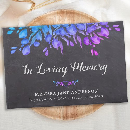 Rustic Loving Memory Botanical Memorial Funeral Guest Book