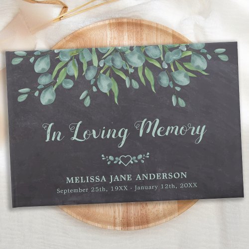 Rustic Loving Memory Eucalyptus Memorial Funeral  Guest Book