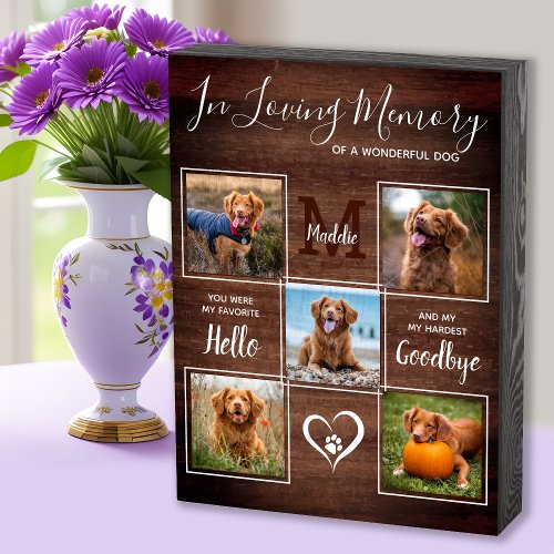 Rustic Loving Memory Photo Collage Pet Memorial  Wooden Box Sign