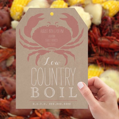 Rustic Low Country Boil Crab Invitation