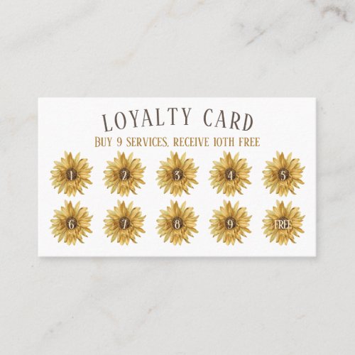 Rustic Loyalty Sunflowers Punch Buy nine get free Business Card