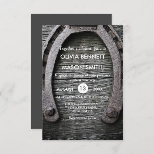Rustic Lucky Charm Horseshoe Wedding Card