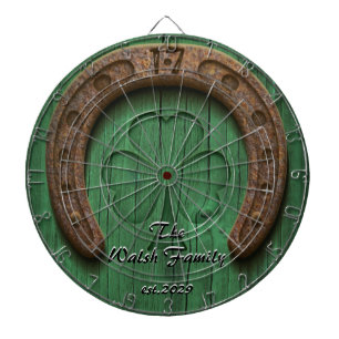 Rustic Lucky Horse Shoe Irish Family Custom Dart Board