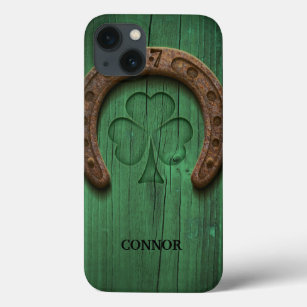 Rustic Lucky Horse Shoe Irish Personalized iPhone 13 Case