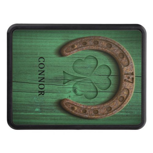 Rustic Lucky Horse Shoe Irish Personalized Hitch Cover