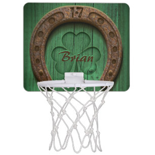 Rustic Lucky Horse Shoe Irish Personalized Mini Basketball Hoop
