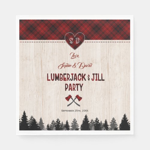 Rustic LumberJack and Jill Wedding Couple Shower Napkins