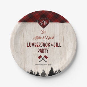 Rustic LumberJack and Jill Wedding Couple Shower Paper Plates