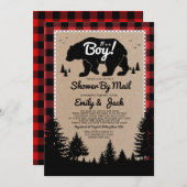 Rustic Lumberjack Baby Shower By Mail Invitation (Front/Back)