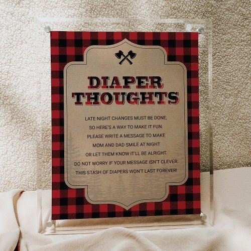 Rustic Lumberjack Baby Shower Diaper Thoughts Poster