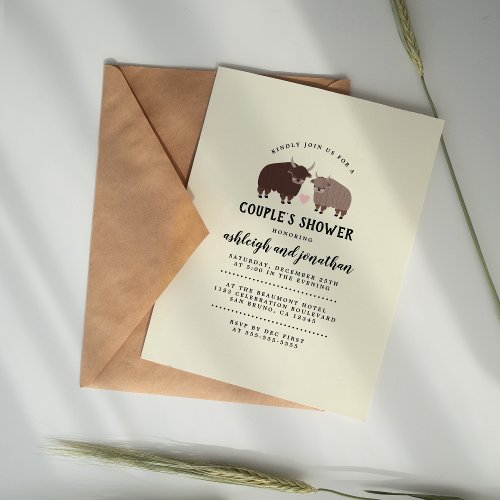 Rustic Lumberjack Bison Couples Baby Shower Invitation Postcard