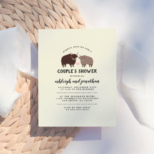 Rustic Lumberjack Bison Couple's Baby Shower Invitation Postcard
