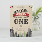 Rustic Lumberjack Boys Wild One 1st Birthday Party Invitation (Standing Front)