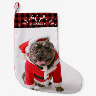 Rustic Lumberjack Buffalo Custom Photo Pet Dog Small Christmas Stocking