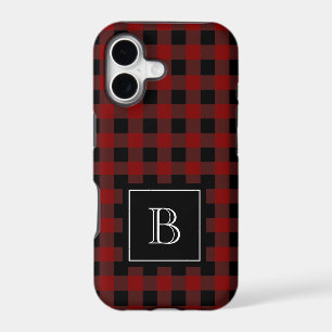 Rustic Lumberjack Buffalo Plaid Custom Monogrammed iPhone 17 Case