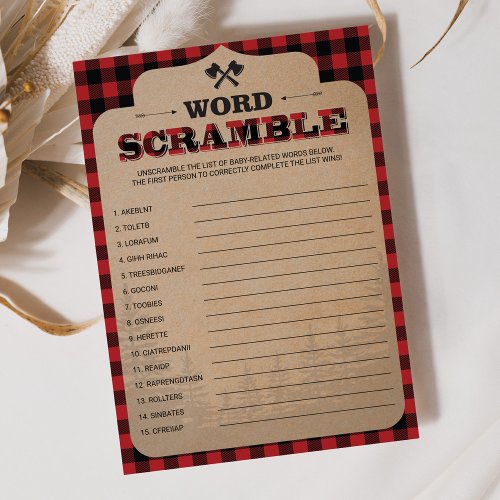 Rustic Lumberjack Buffalo Plaid Game Word Scramble