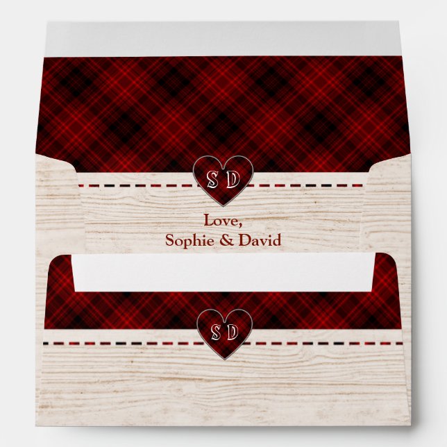 Rustic LumberJack Couple Shower Return Address Envelope (Back (Bottom))