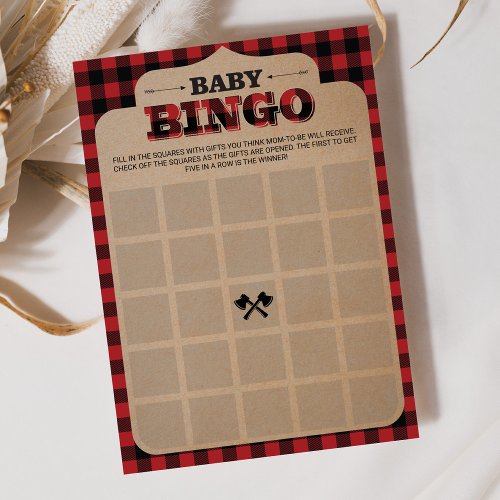 Rustic Lumberjack Plaid Baby Shower Bingo