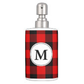 Rustic Lumberjack Red Black Buffalo Plaid Monogram Bath Set (Front)