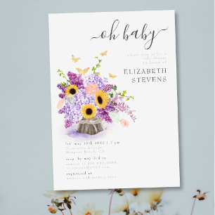 Rustic Lush Sunflowers Gender Neutral Baby Shower Invitation