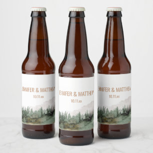 Rustic Luxe Nature Outdoor Mountains Wedding Favor Beer Bottle Label