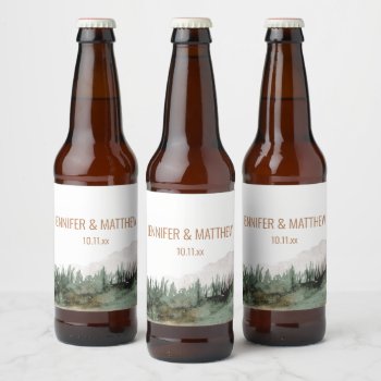 Rustic Luxe Nature Outdoor Mountains Wedding Favor Beer Bottle Label by dmboyce at Zazzle