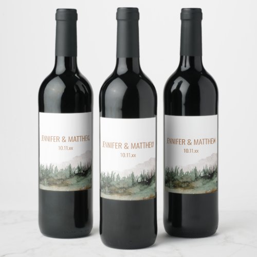 Rustic Luxe Nature Outdoor Mountains Wedding Favor Wine Label