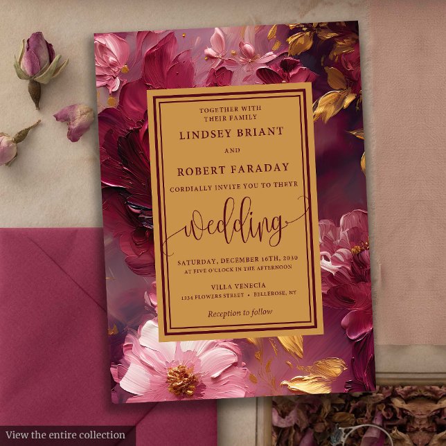 Rustic Luxury Burgundy Gold Floral Wedding Invites (Rustic Luxury Burgundy Gold Floral Wedding Invitation)