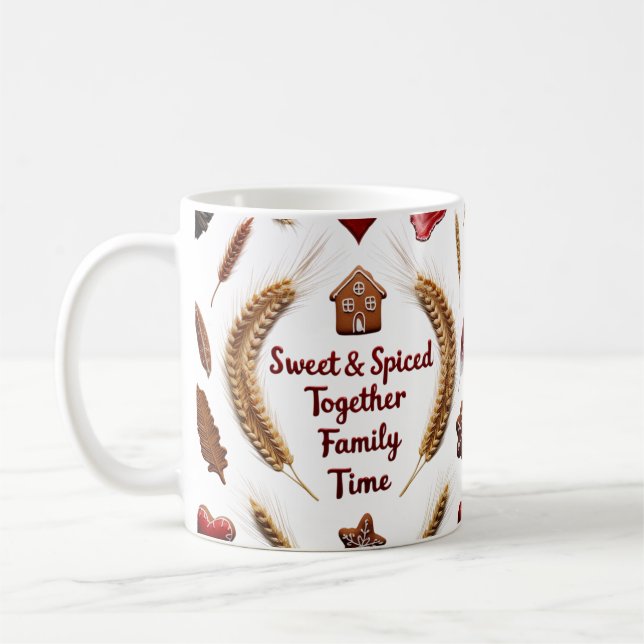 Rustic Luxury Gingerbread Family Christmas Classic Coffee Mug (Left)