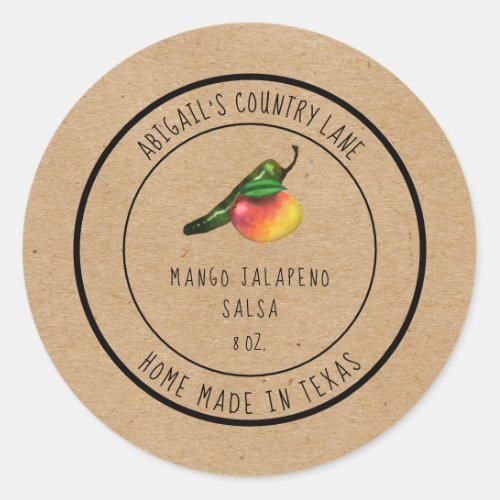 Rustic Made in Texas Mango Jalapeno Salsa Label