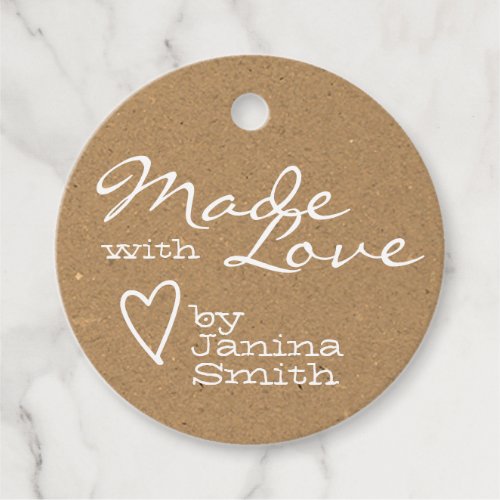 Rustic Made with Love Heart Symbol Kraft Paper Favor Tags