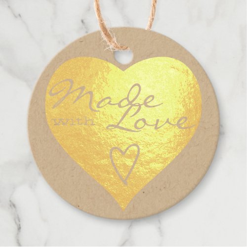 Rustic Made with Love Heart Symbol Kraft Paper Foil Favor Tags
