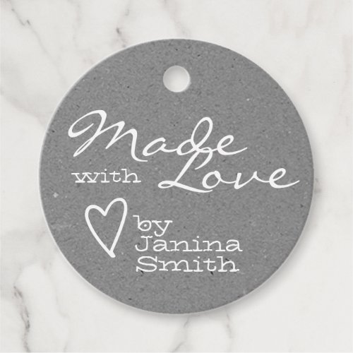 Rustic Made with Love Heart Symbol Silver Gray  Favor Tags