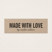 Rustic Made with Love Kraft Social Media Mini Business Card