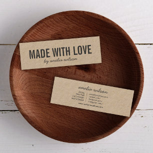 Rustic Made with Love Kraft Social Media Mini Business Card