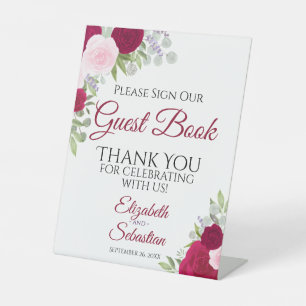 Rustic Magenta Floral Please Sign Our Guest Book