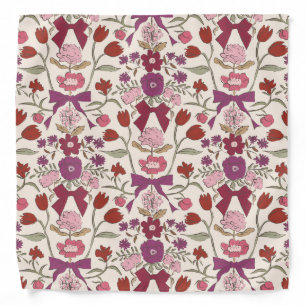Rustic Magenta Flowers and Ribbons Bandana