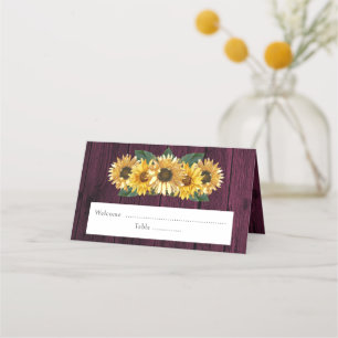 Rustic Magenta Sunflower Reception Place Card