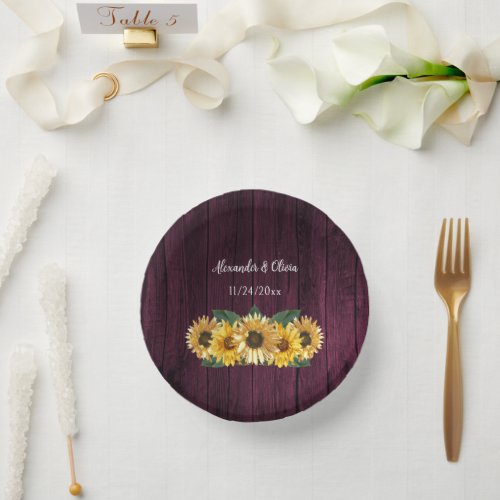 Rustic Magenta Sunflower Wedding Paper Bowls
