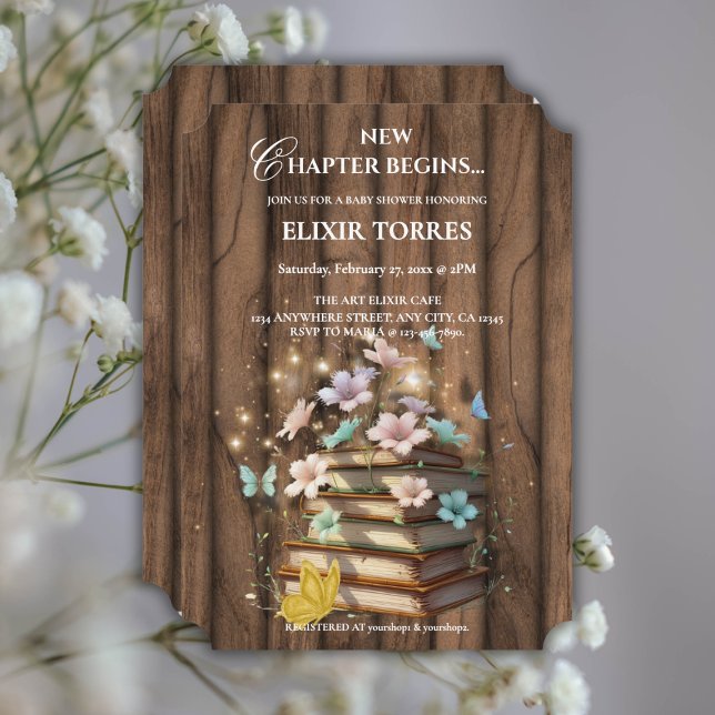 Rustic Magical Storybooks Baby Shower  Invitation (Creator Uploaded)