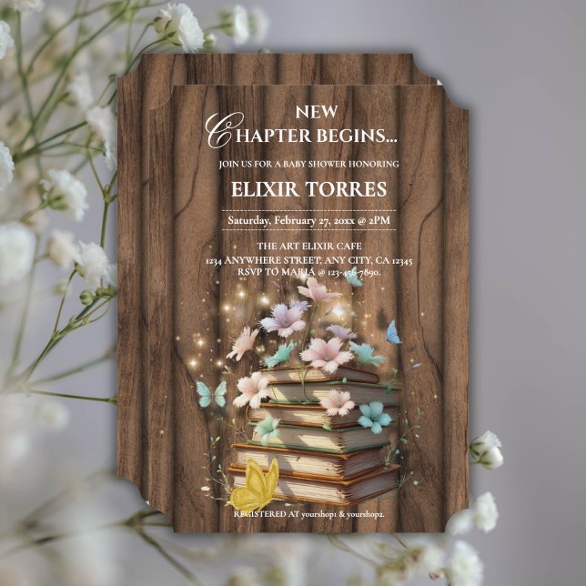 Rustic Magical Storybooks Baby Shower  Invitation (Creator Uploaded)