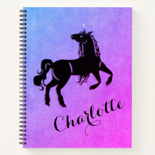 Rustic Magical Unicorn Horse Pink  Blue Notebook