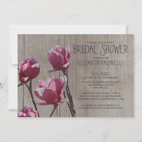 Rustic Magnolia Bridal Shower Invitations