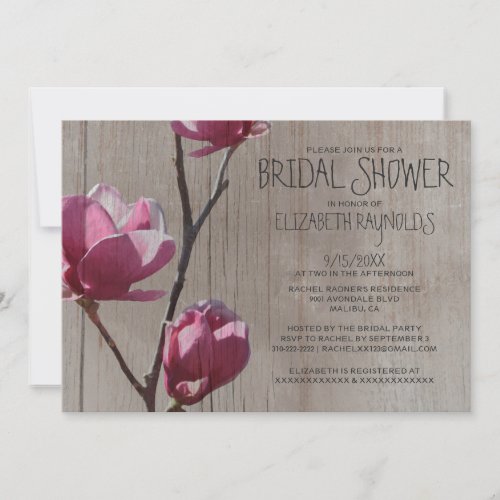 Rustic Magnolias Bridal Shower Invitations