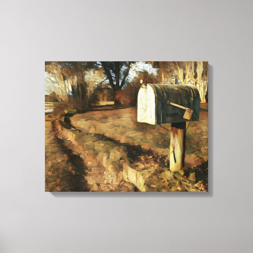 Rustic Mailbox on a Country Road Canvas Print