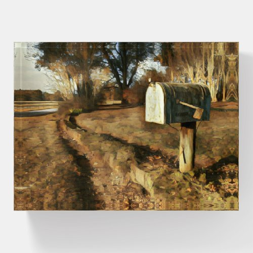 Rustic Mailbox on a Country Road Paperweight